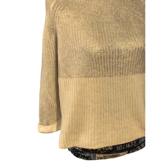 Chicos Silver Cream Crewneck Pullover Glitz Zipper Back Sweater Sz M - Picture 3 of 14